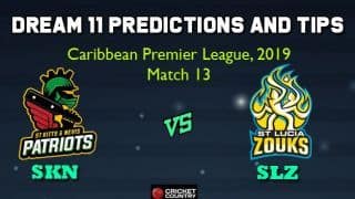 Dream11 Team St Kitts and Nevis Patriots vs St Lucia Zouks Match 13 Caribbean Premier League 2019 – Cricket Prediction Tips For Today’s T20 Match SKN vs SLZ at St Kitts